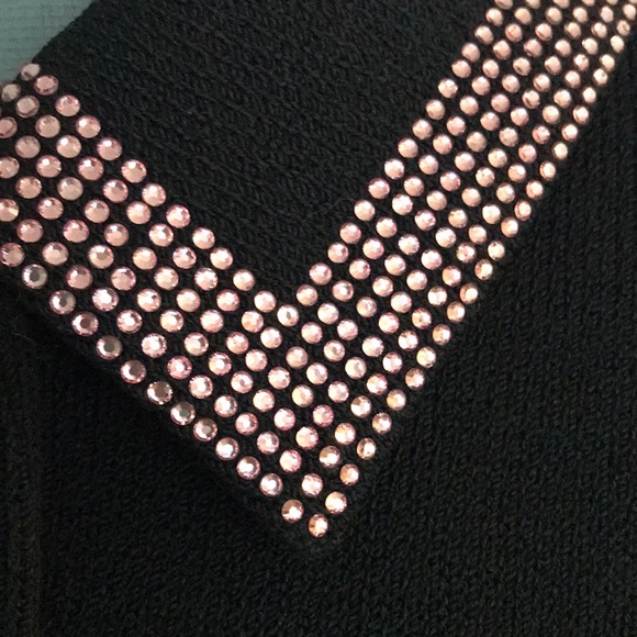 New St. John Evening Black Dress & Jacket  Pink Rhinestone Austrian Crystals  14 - Picture 9 of 17